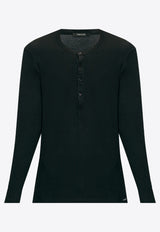 Tom Ford Henley Long-Sleeved Pajama Top Black T4M151040 0-002