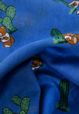 Moschino Cactus Print Rectangular Scarf Blue 03321 M3068-003