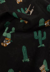 Moschino Cactus Print Rectangular Scarf Black 03321 M3068-005