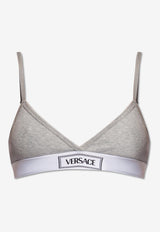 Versace Logo Waistband Ribbed Bralette Gray 1013503 1A09551-1E130
