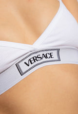 Versace Logo-Embroidered Ribbed Bra 1013503 1A09551-1W010