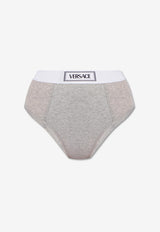 Versace Logo Waistband Ribbed Briefs Gray 1013505 1A09551-1E130