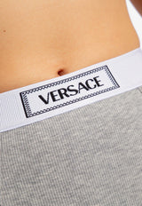 Versace Logo Waistband Ribbed Briefs Gray 1013505 1A09551-1E130