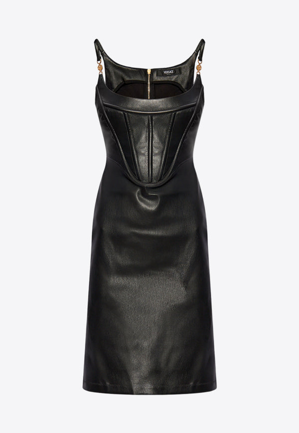Versace Medusa '95 Corset Leather Knee-Length Dress 1013624 1A10127-1B000