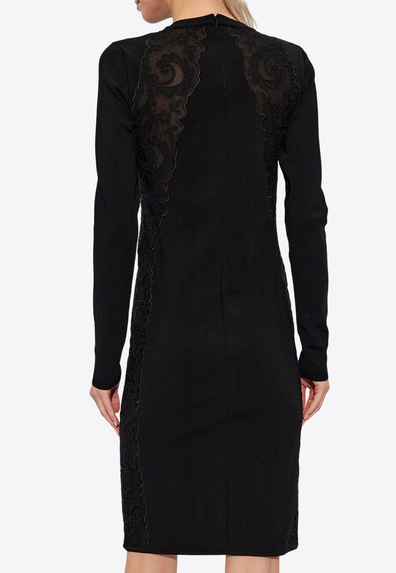 Versace Lace Trim Knee-Length Dress 1013480 1A09561-1B000