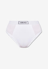 Versace Logo Waistband Ribbed Briefs White 1013505 1A09551-1W010