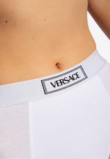Versace Logo Waistband Ribbed Briefs White 1013505 1A09551-1W010