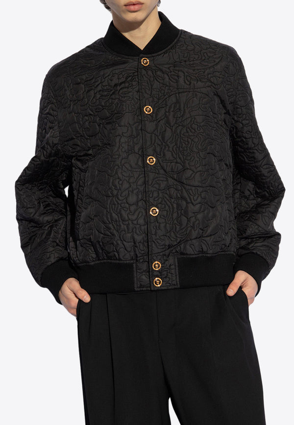 Versace Barocco Quilted Bomber Jacket Black 1013890 1A10021-1B000