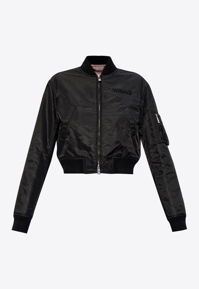 Versace Cropped Bomber Jacket Black 1013574 1A08766-1B000