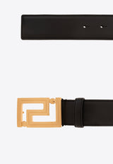 Versace Greca Buckle Leather Belt Black 1013861 DVTP1-1B00V