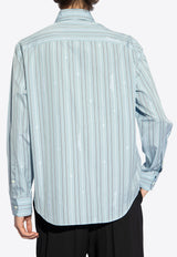 Versace Striped Long-Sleeved Shirt Blue 1013878 1A09759-1VD50