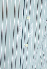 Versace Striped Long-Sleeved Shirt Blue 1013878 1A09759-1VD50