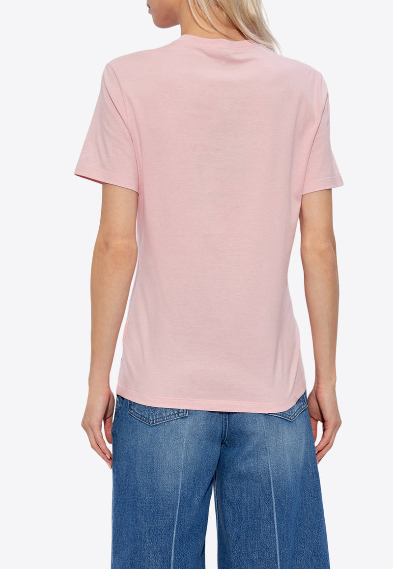 Versace Logo Embroidered Crewneck T-shirt Pink 1014273 1A09120-2P450