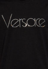 Versace Crystal Logo Crewneck T-shirt Black 1013944 1A10724-1B000