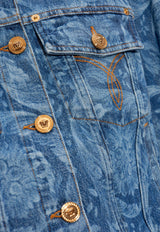 Versace Barocco Print Denim Jacket Blue 1014139 1A10029-1D030