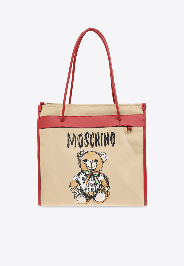 Moschino Teddy Bear Logo Tote Bag Beige 2417 A7542 8207-3081