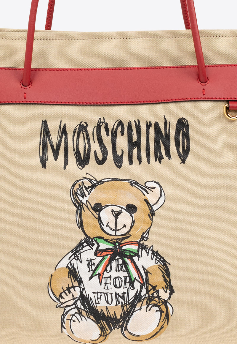 Moschino Teddy Bear Logo Tote Bag Beige 2417 A7542 8207-3081