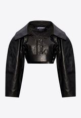 Jacquemus Obra Cropped Leather Jacket 241CO054 1573-990 Black