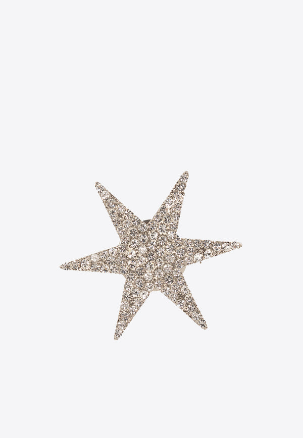 Moschino Star-Shaped Encrusted Pin Silver 24121 A9174 8494-1001