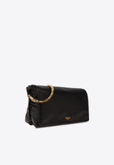 Moschino Logo Plaque Leather Shoulder Bag Black 2417 A7551 8002-1555
