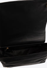 Moschino Logo Plaque Leather Shoulder Bag Black 2417 A7551 8002-1555