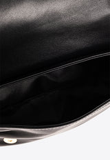 Moschino Logo Plaque Leather Shoulder Bag Black 2417 A7552 8002-1555