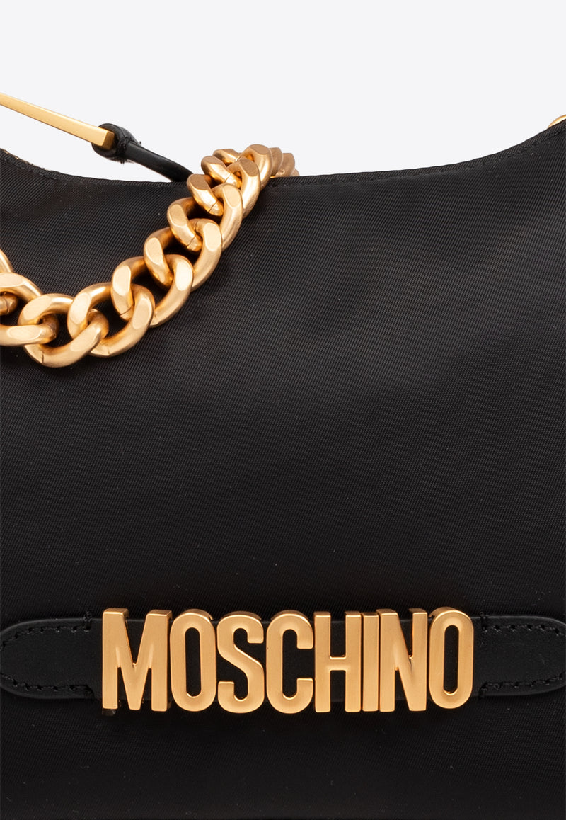 Moschino Logo Plaque Shoulder Bag Black 2417 B7409 8202-1555