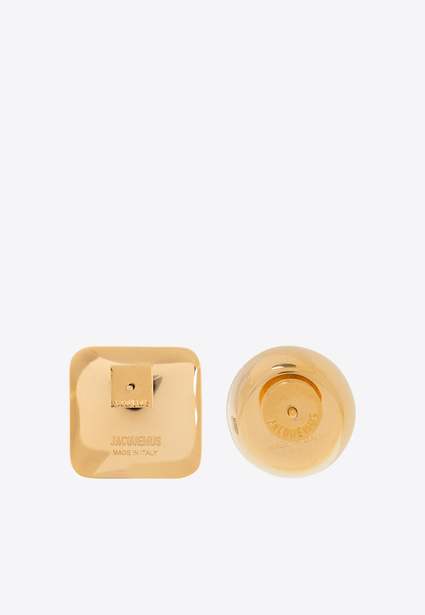 Jacquemus Square-Round Earrings 241JW670 5845-270 Gold
