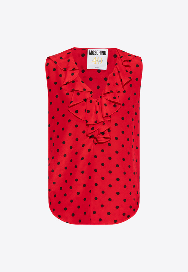 Moschino Polka Dots Silk Blouse Red 241D A0809 0455-1116