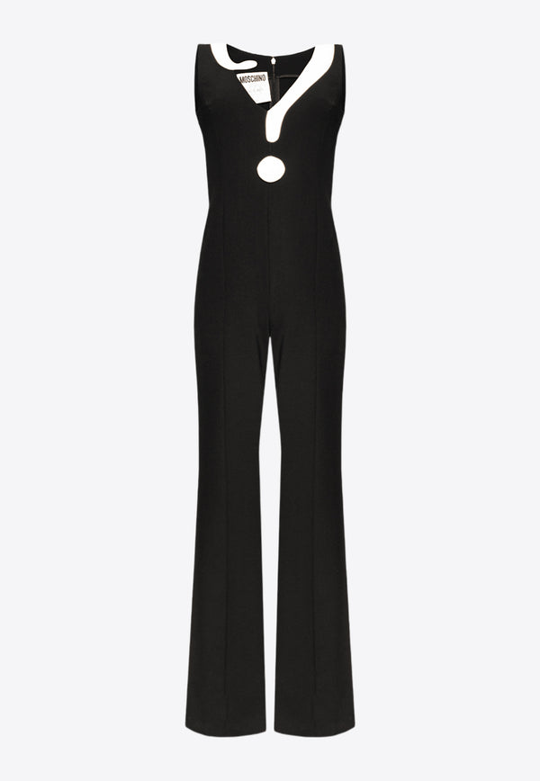 Moschino Question Mark-Patch Sleeveless Jumpsuit Black 241D V0436 0424-1555