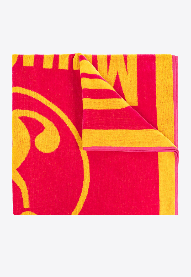 Moschino Logo Jacquard Beach Towel Pink 241V3 A4302 9430-1206