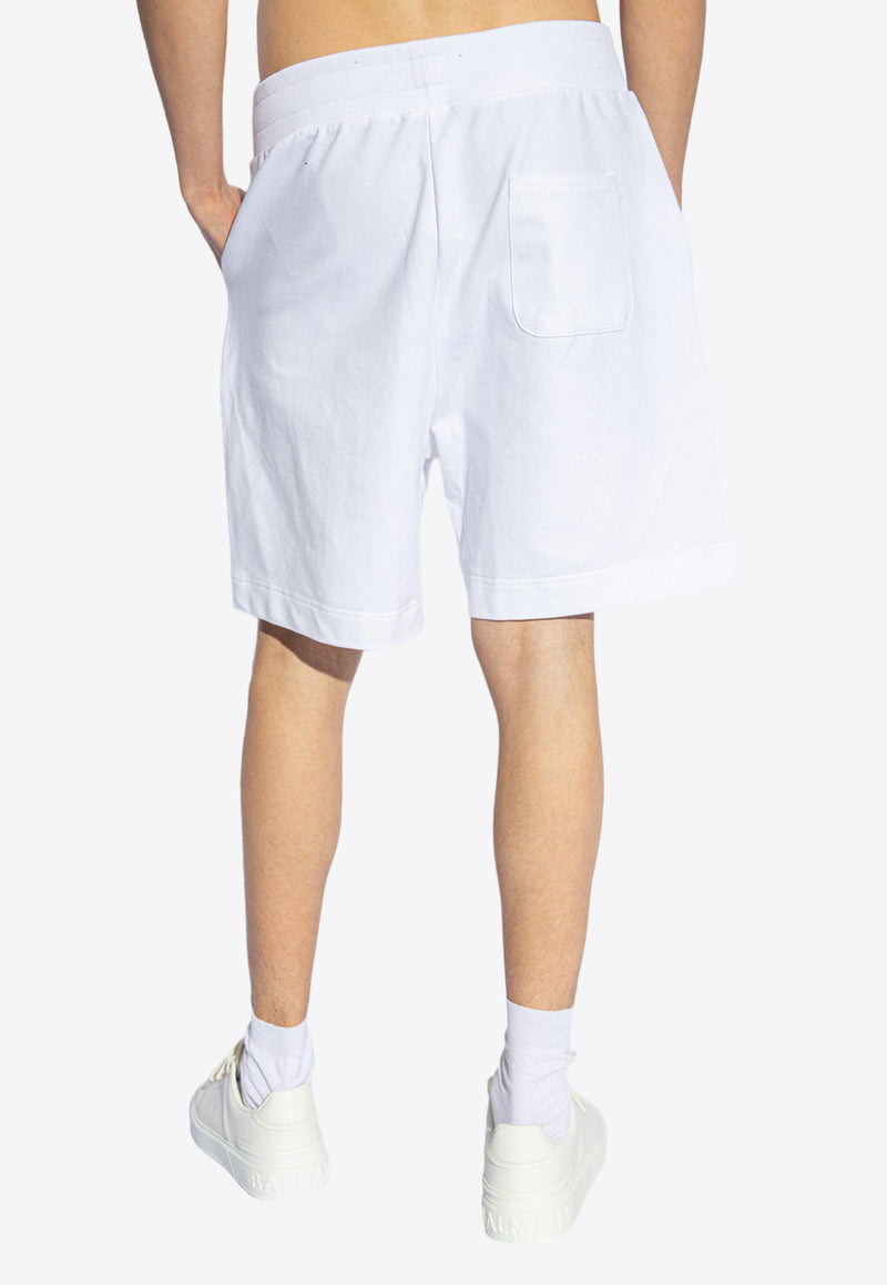 Moschino Logo Embroidered Drawstring Shorts White 241V1 A6818 4422-0001