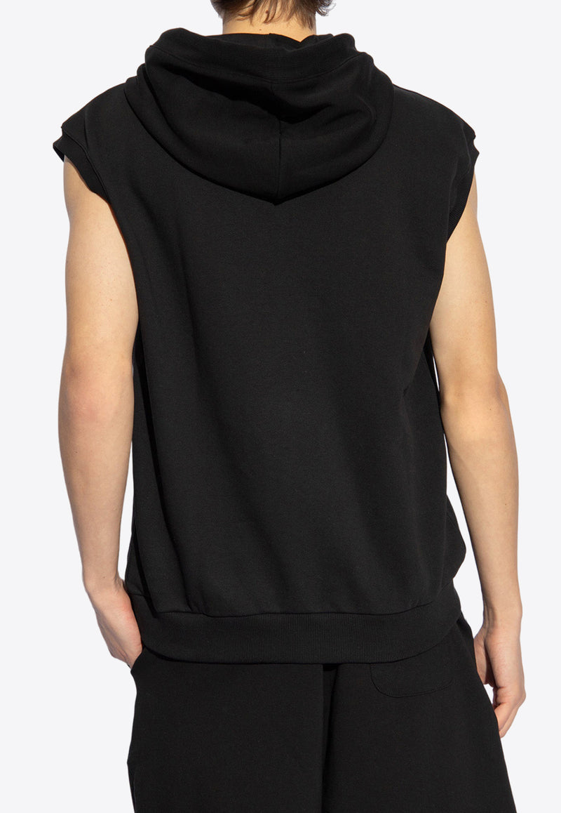 Moschino Logo Print Sleeveless Hooded Sweatshirt Black 241V1 A1723 4423-0555