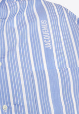 Jacquemus Cuadro Asymmetrical Striped Shirt Blue 245SH080 1566-3EV