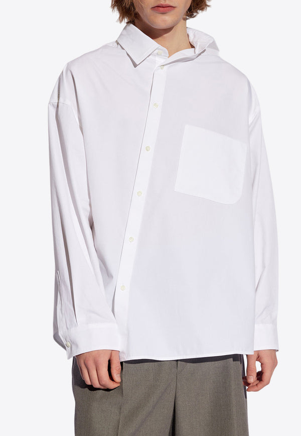 Jacquemus Cuadro Asymmetrical Long-Sleeved Shirt White 245SH080 1520-100