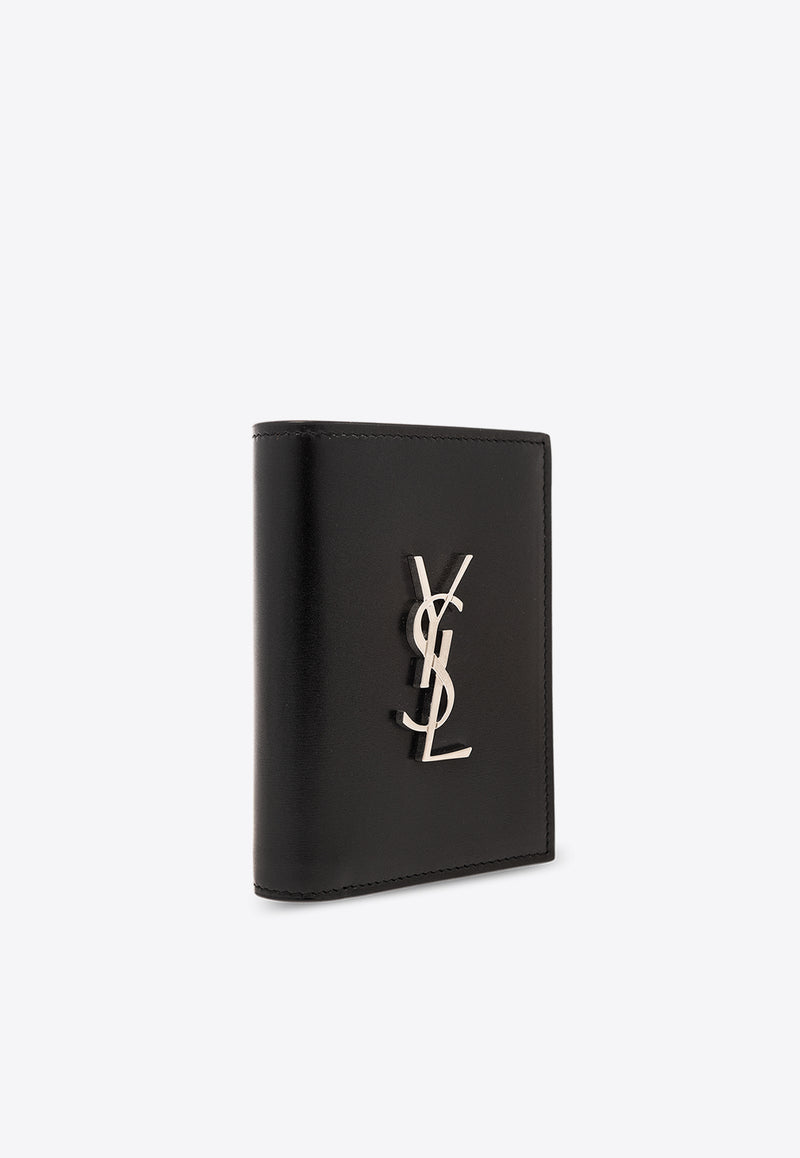 Saint Laurent Cassandre Single-Fold Leather Cardholder Black 668735 0SX0E-1000