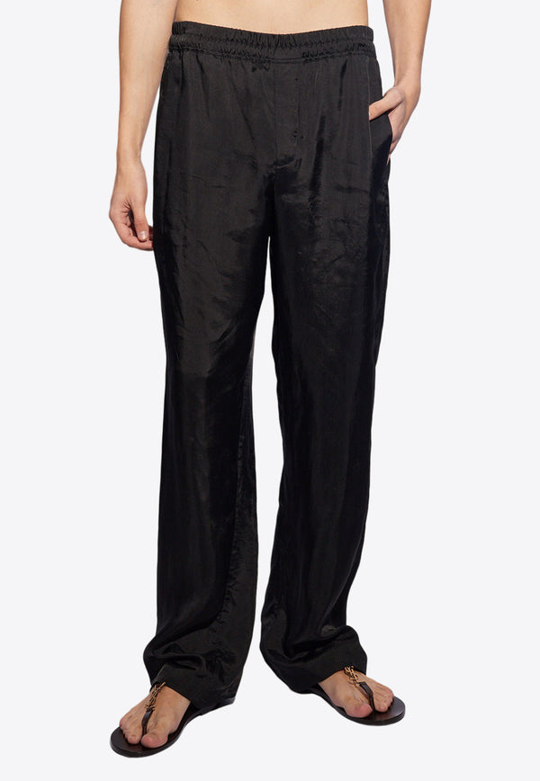 Saint Laurent Relaxed Low-Rise Twill Pants Black 749419 Y3I83-1000