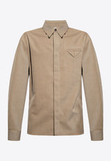 Bottega Veneta Long-Sleeved Wool Twill Shirt Brown 772381 V3PG0-1144