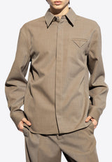 Bottega Veneta Long-Sleeved Wool Twill Shirt Brown 772381 V3PG0-1144