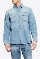 Saint Laurent Oversized Long-Sleeved Denim Shirt Blue 604792 Y18UA-4176