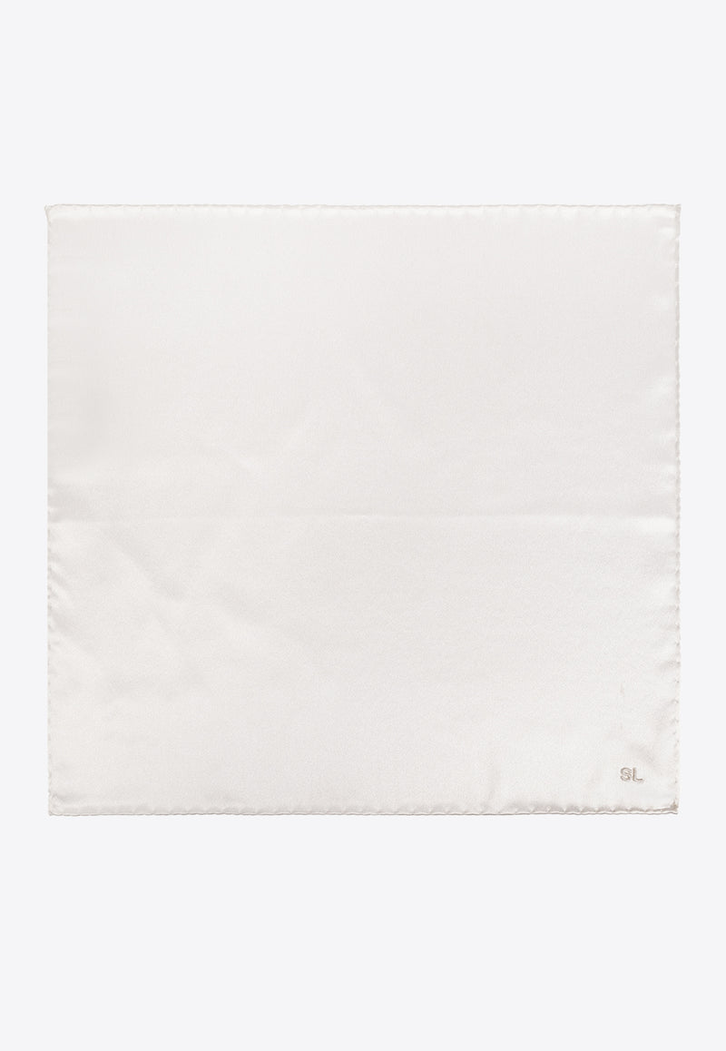 Saint Laurent Embroidered Silk Pocket Square White 721092 3Y011-9000