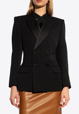 Saint Laurent Double-Breasted Wool Tuxedo Blazer Black 775635 Y7E63-1000