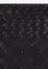 Bottega Veneta Intrecciato Leather Half Zip Pouch Black 607479 V3R53-8803