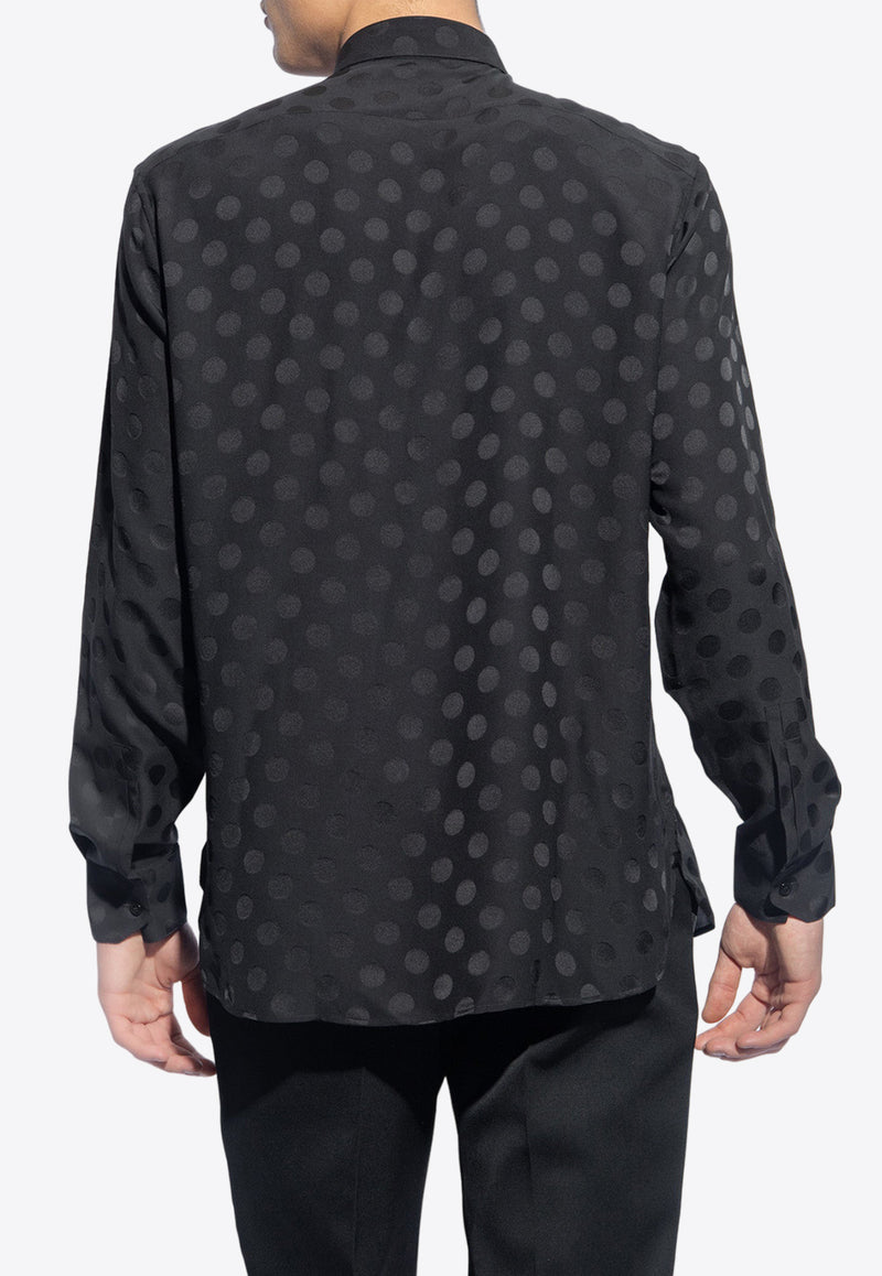 Saint Laurent Polka Dotted Silk Shirt Black 646850 Y1I44-1000