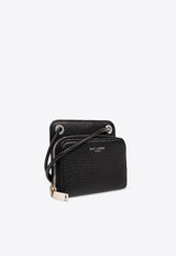 Saint Laurent Lanyard Grained Leather Wallet Black 778008 AADAS-1000
