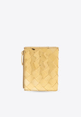 Bottega Veneta Small Intrecciato Bi-Fold Zip Wallet Gold 742330 V3QM5-8922