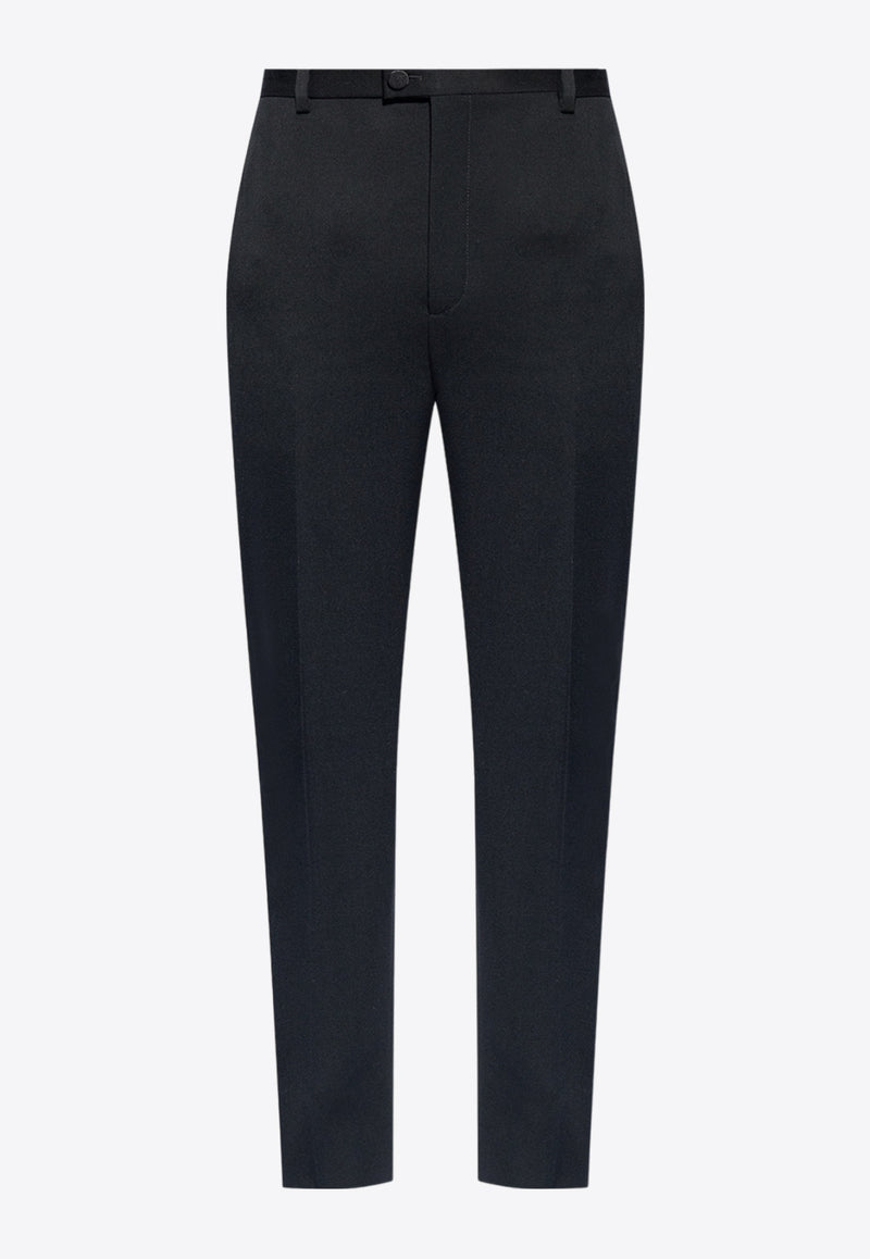 Saint Laurent Grain De Poudre High-Waist Tuxedo Pants Black 777361 Y7E63-1000