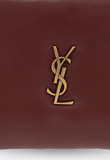 Saint Laurent Calypso Embellished Logo Pouch Bag Burgundy 778868 AACX7-6268