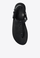 Saint Laurent Cassandre Glazed Leather Sandals Black 775804 AAC44-1000