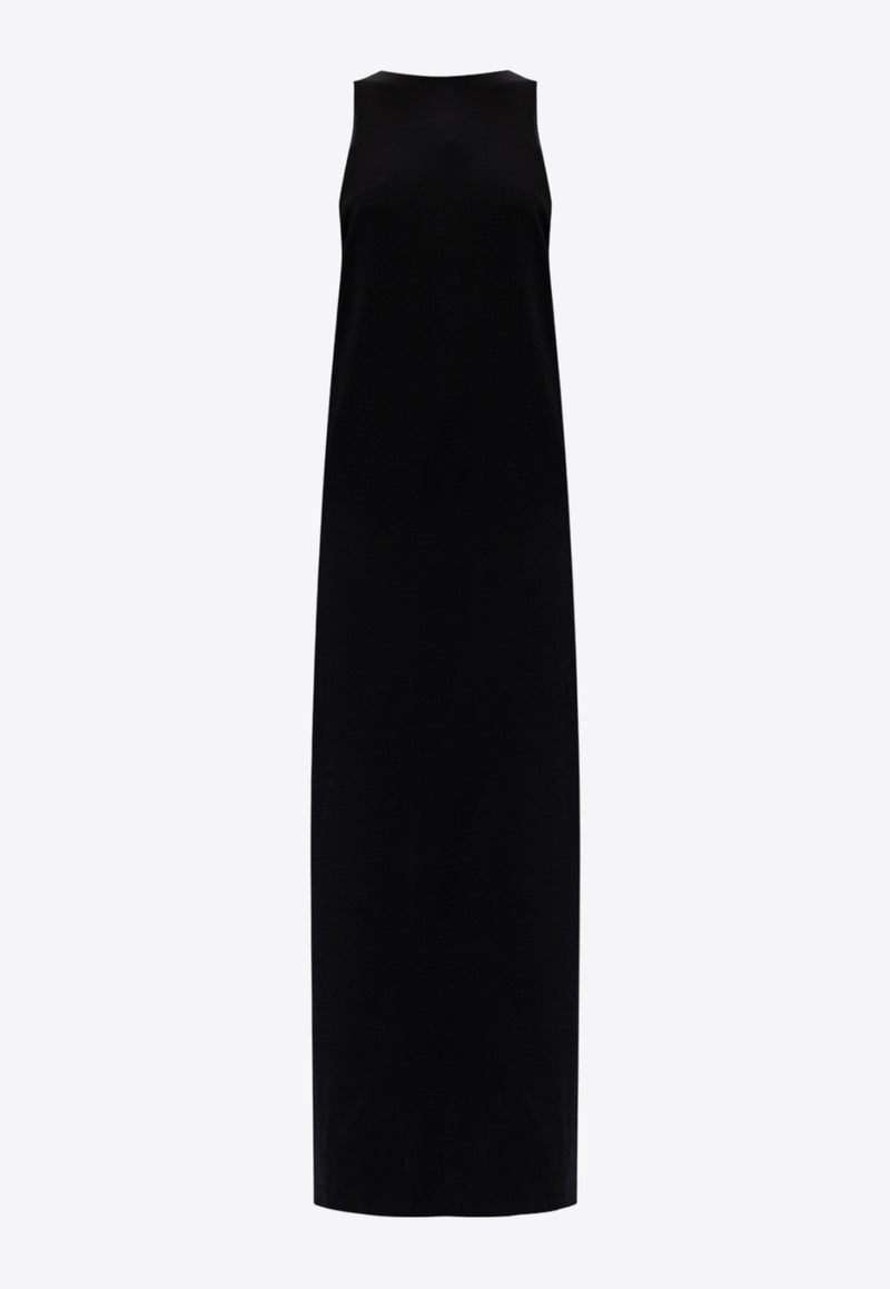 Saint Laurent Back-Tie Satin Crepe Dress Black 774959 Y3H12-1000